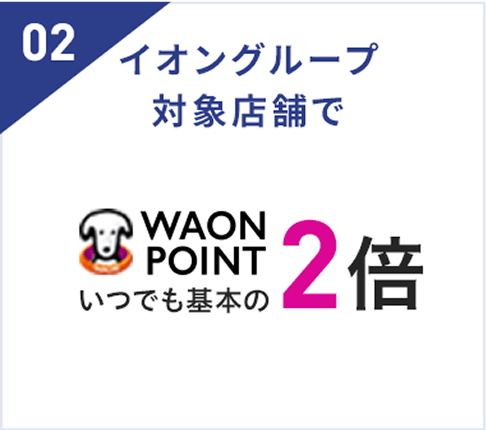イオングループ対象店舗でワオンポイントいつでも基本の2倍