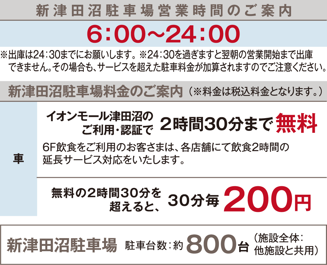新津田沼駐車場営業時間のご案内